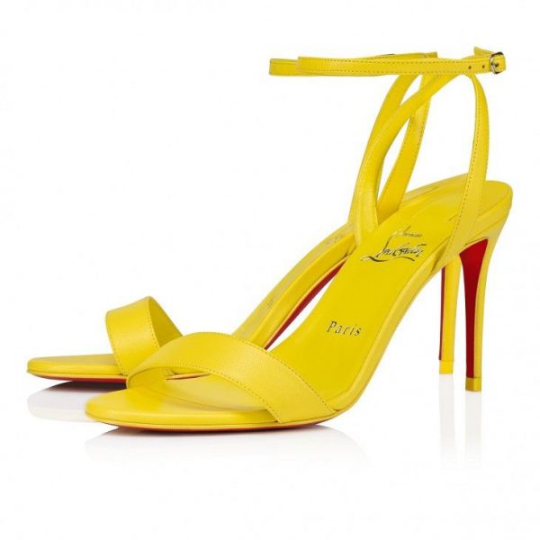 Christian Louboutin Loubigirl 85 Mm Sandales en Cuir Nappa Jaune Queen