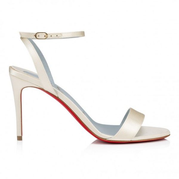 Christian Louboutin Loubigirl 85mm Sandales à Brides en Crêpe Satiné Blanc Cassé – Image 2