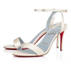 Christian Louboutin Loubigirl 85mm Sandales à Brides en Crêpe Satiné Blanc Cassé