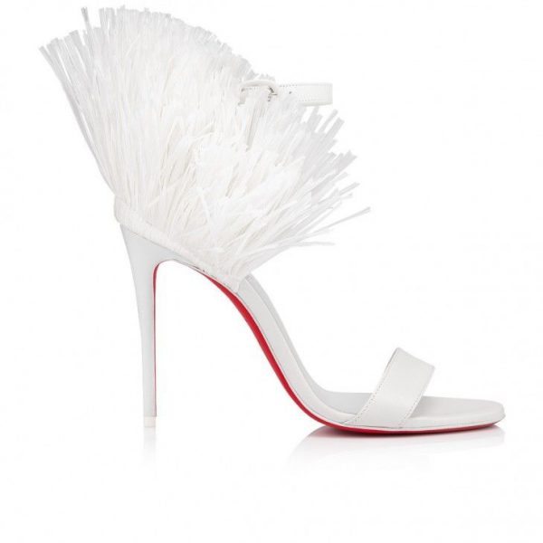 Sandales à lanières Christian Louboutin Loubigirl Raffia 100 mm, cuir nappa et raphia Bianco – Image 2