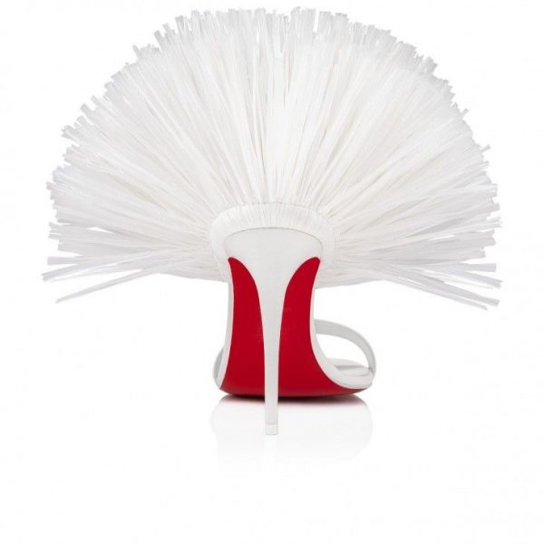 Sandales à lanières Christian Louboutin Loubigirl Raffia 100 mm, cuir nappa et raphia Bianco – Image 3