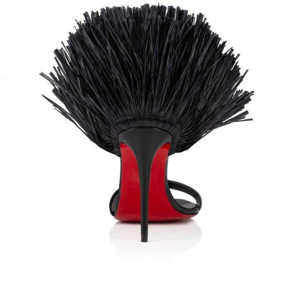 Sandales à lanières Christian Louboutin Loubigirl Raffia 100 mm, cuir nappa et raphia noir – Image 3