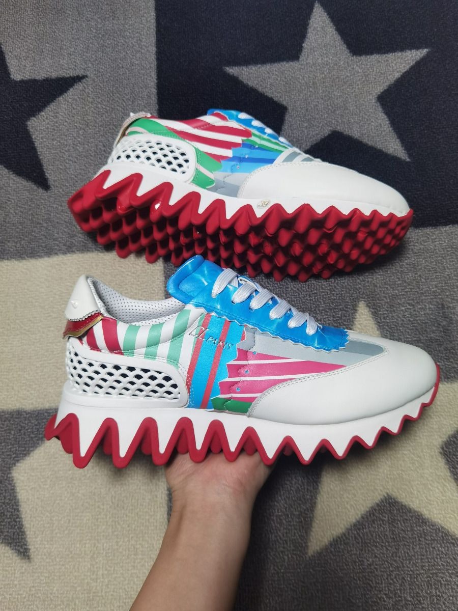 Christian Louboutin Baskets Plates Femme Loubishark Donna Cuir de veau Multicolore