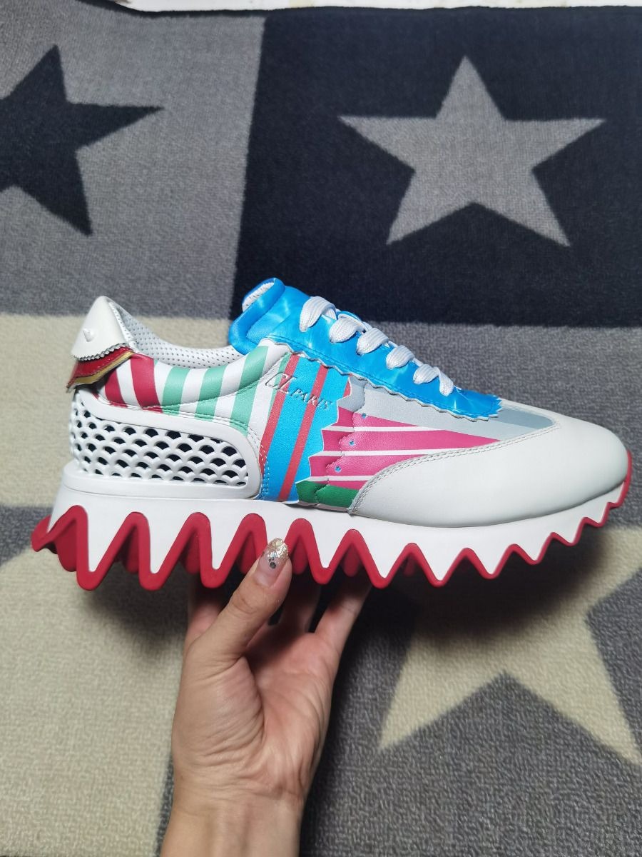 Christian Louboutin Baskets Plates Femme Loubishark Donna Cuir de veau Multicolore – Image 3