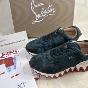 Christian Louboutin Baskets Plates Femme Loubishark Donna Camouflage Veau velours Multi
