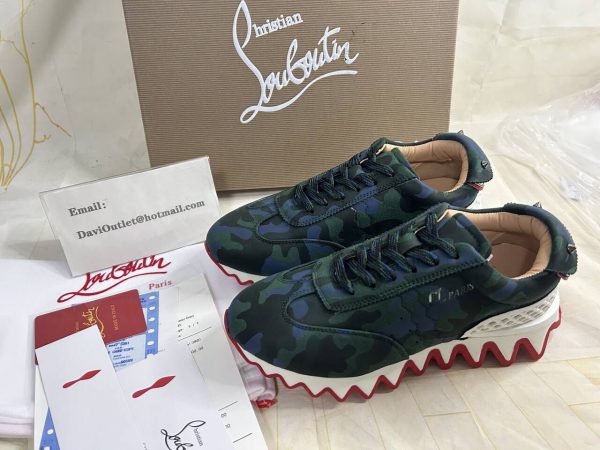 Christian Louboutin Baskets Plates Femme Loubishark Donna Camouflage Veau velours Multi