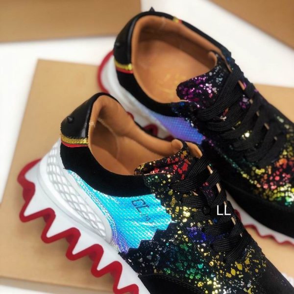 Christian Louboutin Baskets Plates Femme Loubishark Donna Cuir et Suédé Multicolore – Image 2