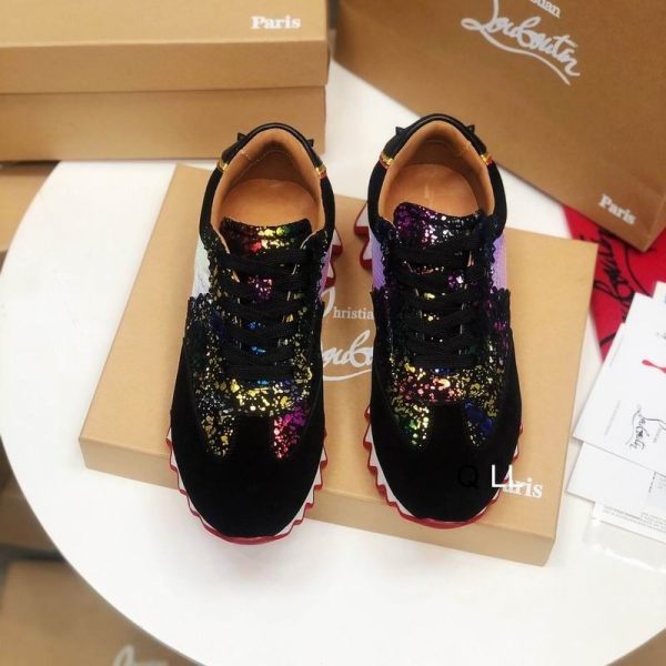 Christian Louboutin Baskets Plates Femme Loubishark Donna Cuir et Suédé Multicolore – Image 4
