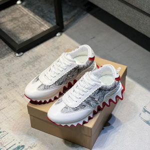 Christian Louboutin Loubishark Baskets Femme en Cuir avec Imprimé BD Multicolore