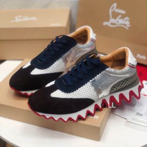 Christian Louboutin Baskets Femme Loubishark Cuir de veau et Suédé Multicolore