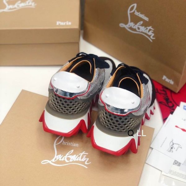 Christian Louboutin Baskets Femme Loubishark Cuir de veau et Suédé Multicolore – Image 2
