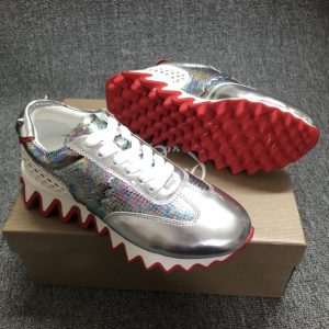 Christian Louboutin Baskets Loubishark Cuir iridescent Argent
