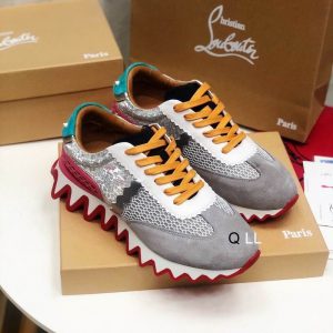 Christian Louboutin Baskets Femme Loubishark Cuir suédé, de veau et maille Version Multicolore