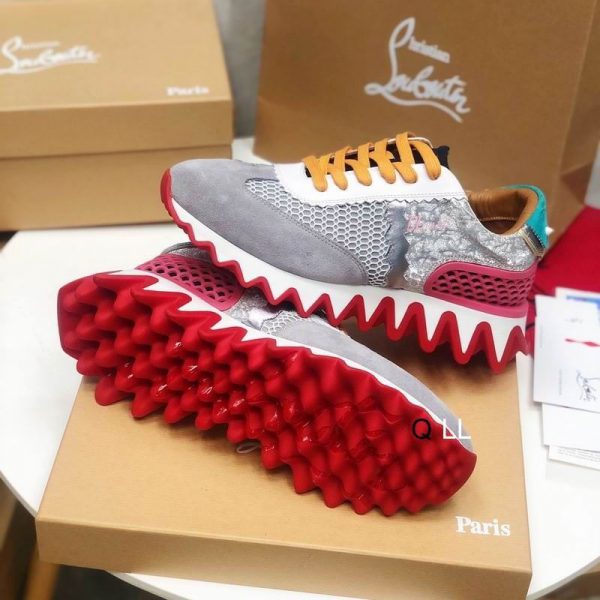 Christian Louboutin Baskets Femme Loubishark Cuir suédé, de veau et maille Version Multicolore – Image 3