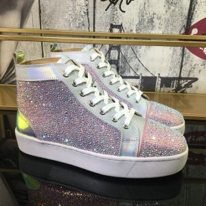 Christian Louboutin Baskets Hautes Femme Louis Flat Cristaux Ornés Multicolore