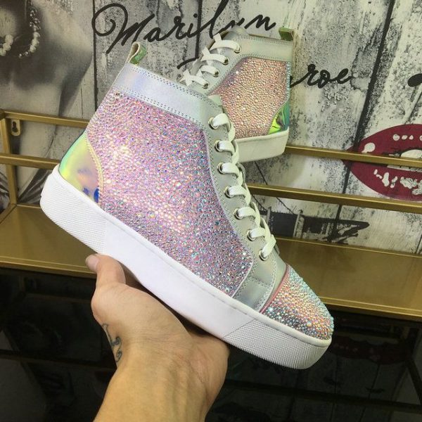 Christian Louboutin Baskets Hautes Femme Louis Flat Cristaux Ornés Multicolore – Image 2