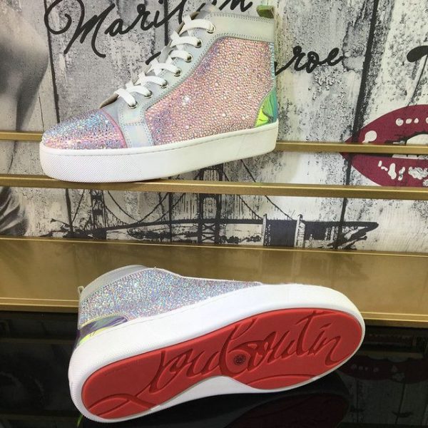 Christian Louboutin Baskets Hautes Femme Louis Flat Cristaux Ornés Multicolore – Image 3