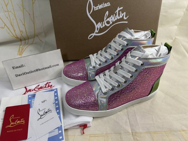 Christian Louboutin Baskets Hautes Femme Louis Flat Cristaux Ornés Multicolore – Image 5