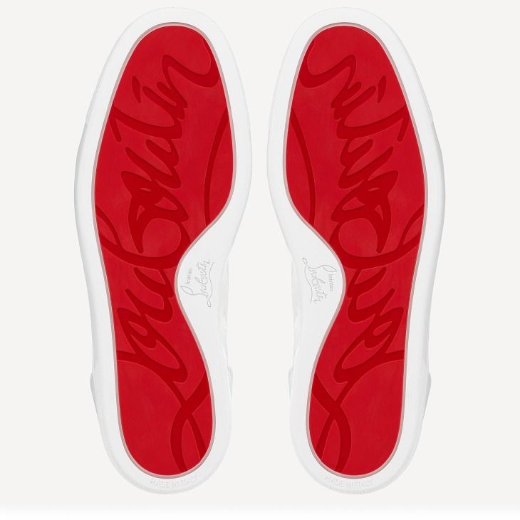 Christian Louboutin Louis Junior P Pik Pik Strass Baskets Femme en Cuir de Veau Blanc – Image 5