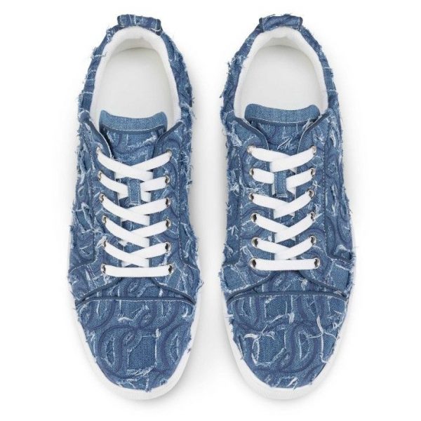 Christian Louboutin Baskets Femme Louis Junior Denim Brodé Louboutin – Image 4