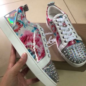 Christian Louboutin Baskets Louis Junior Spike Basses Cuir laminé imprimé floral