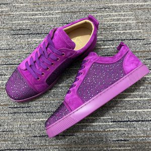 Christian Louboutin Baskets Femme Louis Junior Strass Cuir suédé Violet