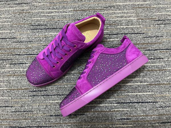 Christian Louboutin Baskets Femme Louis Junior Strass Cuir suédé Violet