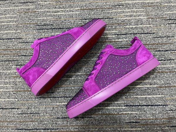Christian Louboutin Baskets Femme Louis Junior Strass Cuir suédé Violet – Image 2