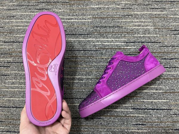 Christian Louboutin Baskets Femme Louis Junior Strass Cuir suédé Violet – Image 3