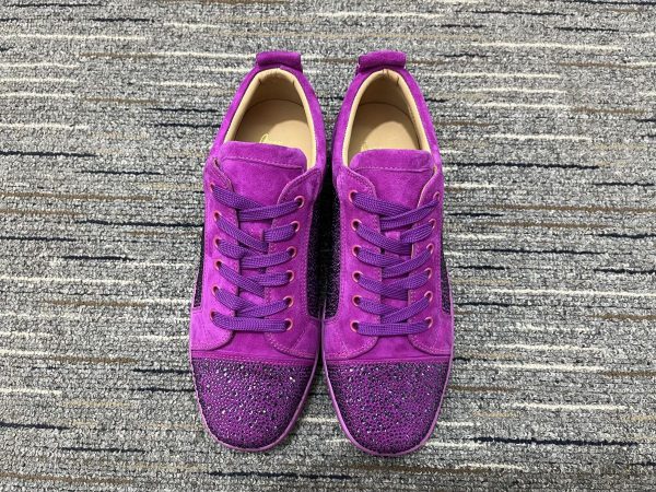 Christian Louboutin Baskets Femme Louis Junior Strass Cuir suédé Violet – Image 4