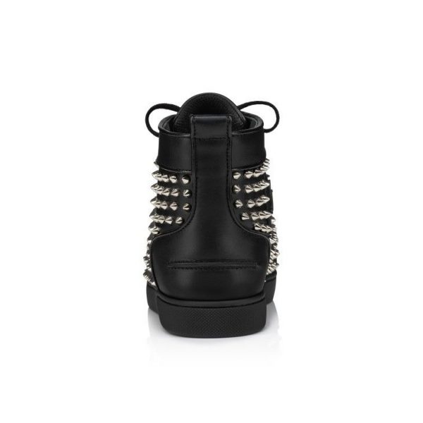 Christian Louboutin Baskets Hautes Femme Louis Night Spikes Cuir de veau et Nappa Noir – Image 3