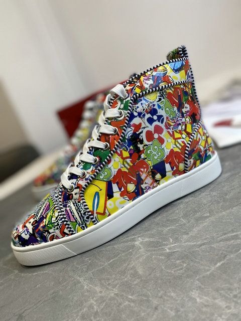 Christian Louboutin Baskets Hautes Femme Louis Orlato Cuir Imagerie Graffiti Multicolore