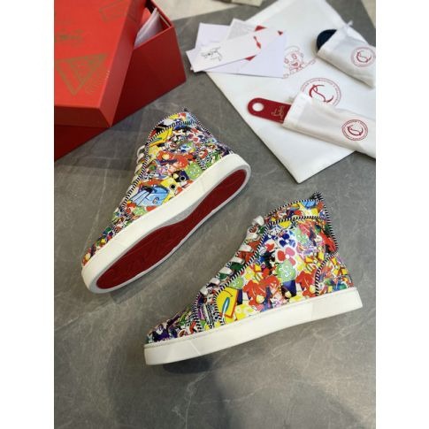 Christian Louboutin Baskets Hautes Femme Louis Orlato Cuir Imagerie Graffiti Multicolore – Image 2