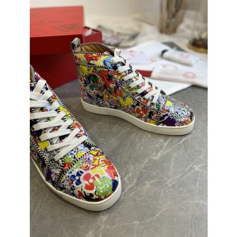 Christian Louboutin Baskets Hautes Femme Louis Orlato Cuir Imagerie Graffiti Multicolore – Image 4