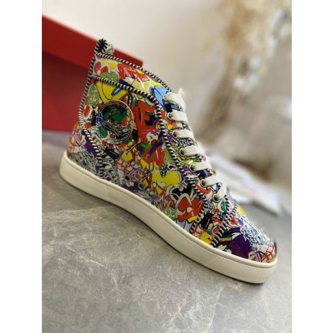 Christian Louboutin Baskets Hautes Femme Louis Orlato Cuir Imagerie Graffiti Multicolore – Image 5