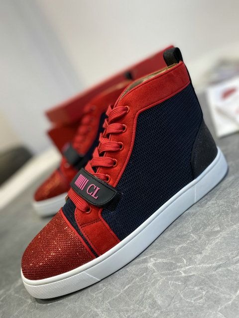 Christian Louboutin Baskets Louis Orlato Vs Flat Trico Noir Rouge