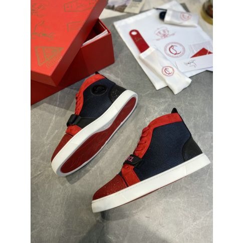 Christian Louboutin Baskets Louis Orlato Vs Flat Trico Noir Rouge – Image 2