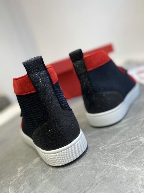 Christian Louboutin Baskets Louis Orlato Vs Flat Trico Noir Rouge – Image 3