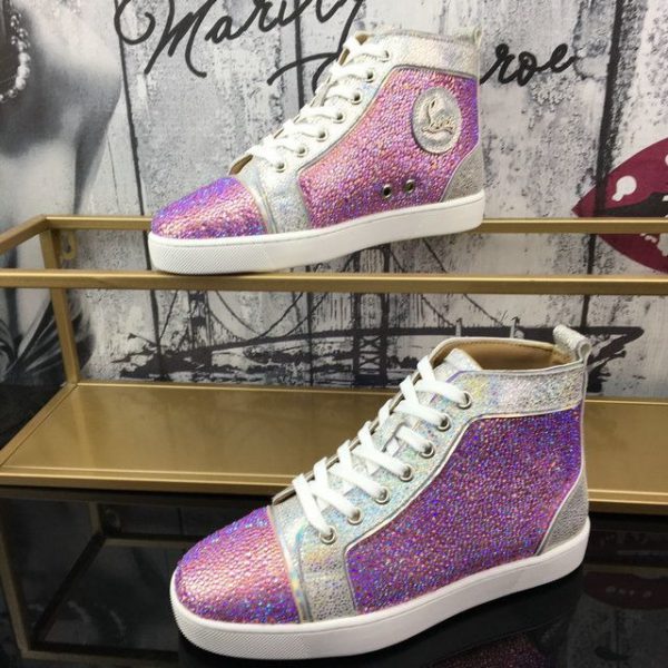 Christian Louboutin Baskets Hautes Louis Strass Strass Ornements Multicolore – Image 3