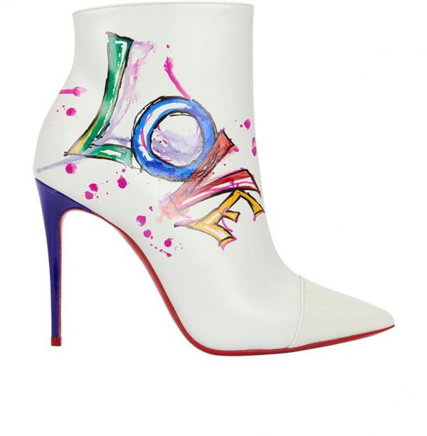 Christian Louboutin 'Love Is A Boot' Bottines 100 mm Cuir Veau et Verni Blanc – Image 2