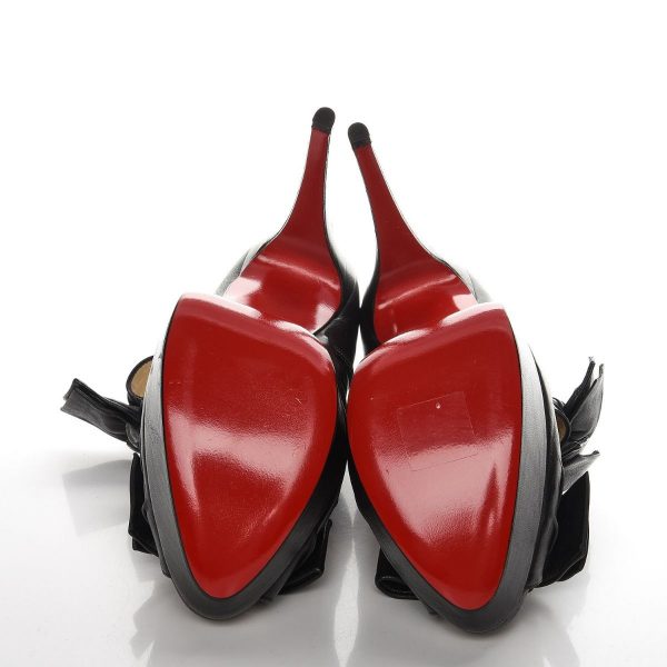 Christian Louboutin Madame Butterfly bottines à plateforme 150 mm avec nœud en cuir nappa noir – Image 6