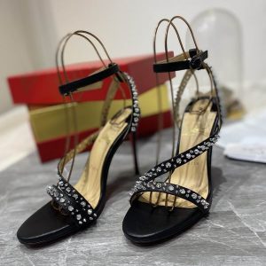 Christian Louboutin Mafaldina Spikes Sandales 100mm Cuir Nappa Noir