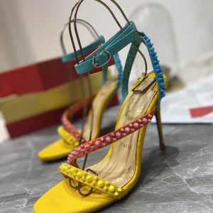 Christian Louboutin Mafaldina Spikes Sandales 100mm Cuir Nappa Multicolore