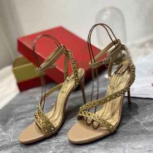 Christian Louboutin Mafaldina Spikes Sandales 100mm Cuir Nappa Nude
