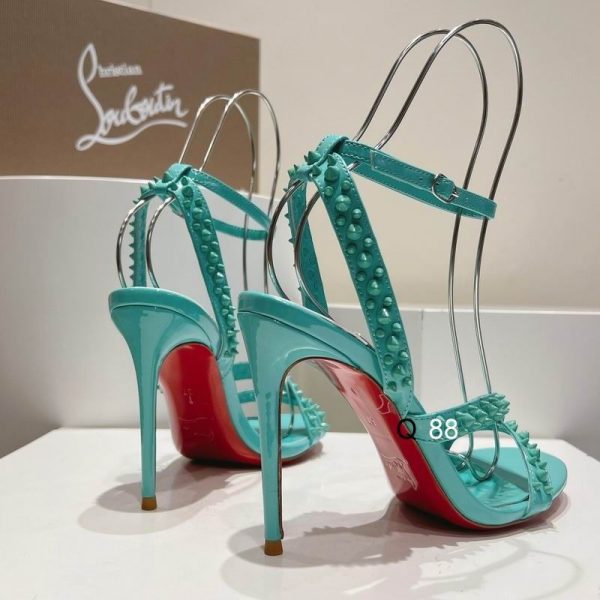 Christian Louboutin Mafaldina Spikes Sandales 100mm Cuir Verni Menthe – Image 2