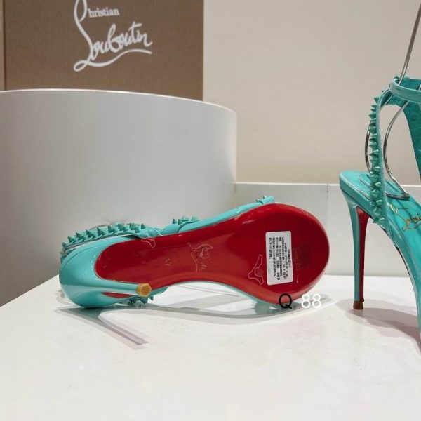 Christian Louboutin Mafaldina Spikes Sandales 100mm Cuir Verni Menthe – Image 3