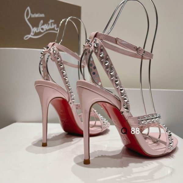 Christian Louboutin Mafaldina Spikes Sandales 100mm Cuir Verni Rose – Image 2