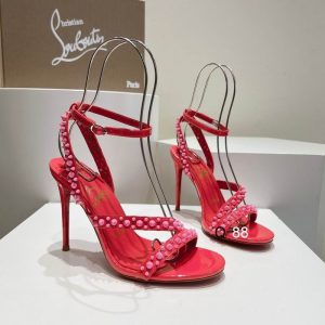 Christian Louboutin Mafaldina Spikes Sandales 100mm Cuir Verni Rose