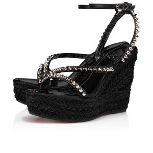 Christian Louboutin Malfadina Zeppa Sandales 120mm Cuir de veau Noir