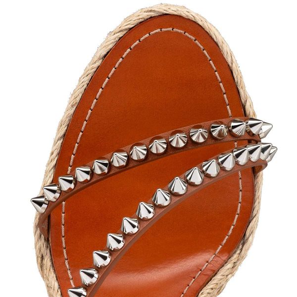 Christian Louboutin Malfadina Zeppa Sandales 120mm Cuir de veau Marron – Image 3